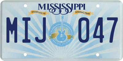 MS license plate MIJ047