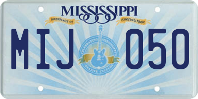 MS license plate MIJ050
