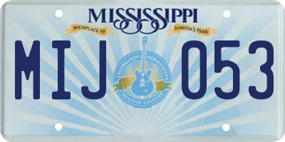 MS license plate MIJ053