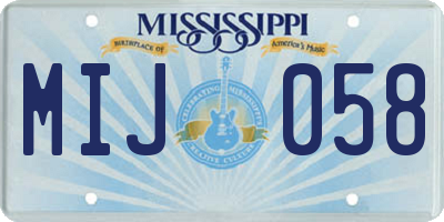 MS license plate MIJ058