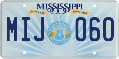 MS license plate MIJ060