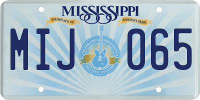 MS license plate MIJ065