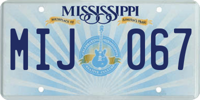 MS license plate MIJ067