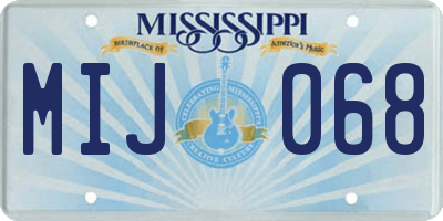 MS license plate MIJ068