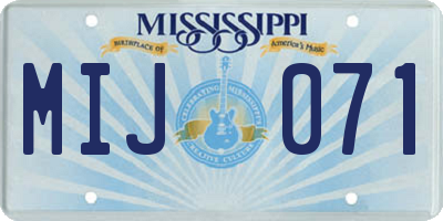 MS license plate MIJ071