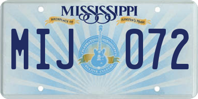 MS license plate MIJ072