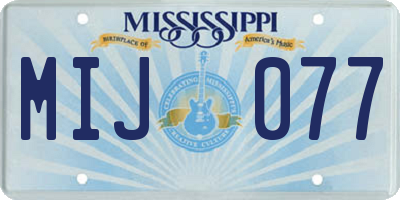 MS license plate MIJ077