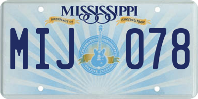 MS license plate MIJ078