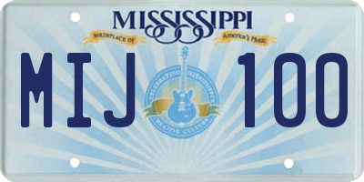 MS license plate MIJ100