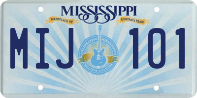 MS license plate MIJ101