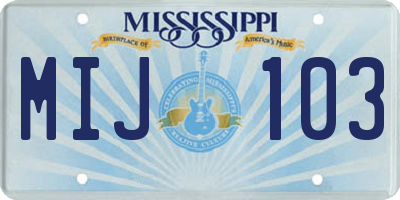 MS license plate MIJ103