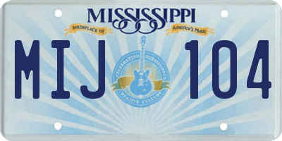 MS license plate MIJ104