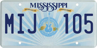 MS license plate MIJ105