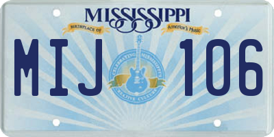 MS license plate MIJ106