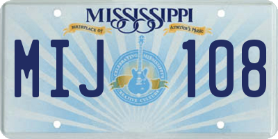 MS license plate MIJ108