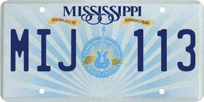 MS license plate MIJ113