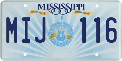 MS license plate MIJ116