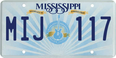 MS license plate MIJ117