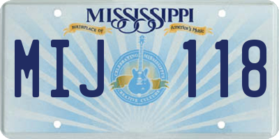 MS license plate MIJ118
