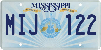 MS license plate MIJ122