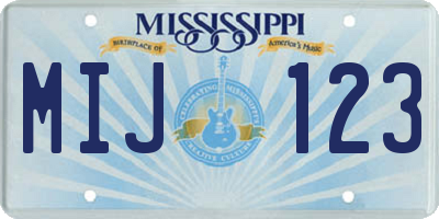 MS license plate MIJ123