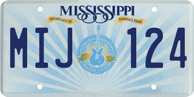 MS license plate MIJ124