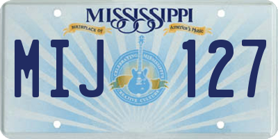 MS license plate MIJ127