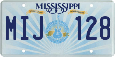 MS license plate MIJ128