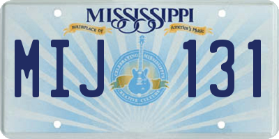 MS license plate MIJ131