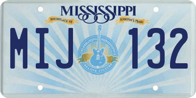 MS license plate MIJ132