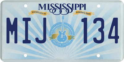 MS license plate MIJ134