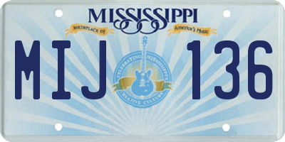 MS license plate MIJ136