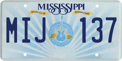 MS license plate MIJ137