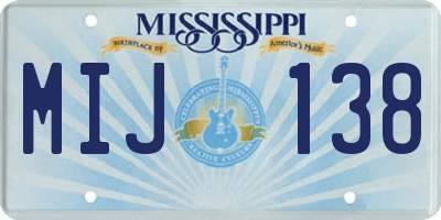 MS license plate MIJ138