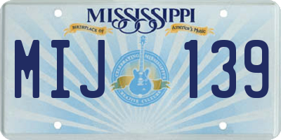 MS license plate MIJ139