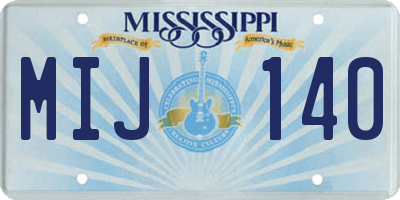 MS license plate MIJ140