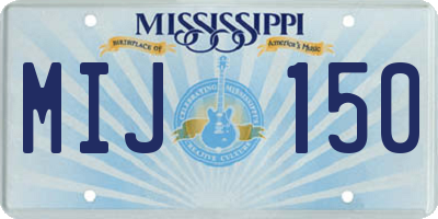 MS license plate MIJ150