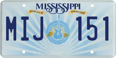 MS license plate MIJ151