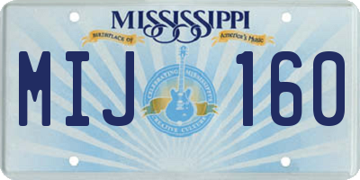MS license plate MIJ160