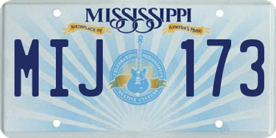 MS license plate MIJ173
