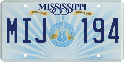 MS license plate MIJ194