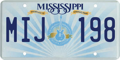 MS license plate MIJ198