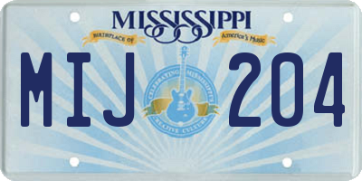MS license plate MIJ204
