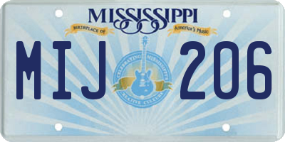 MS license plate MIJ206