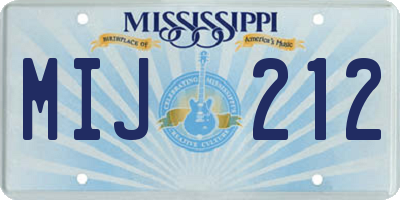 MS license plate MIJ212
