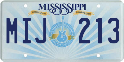 MS license plate MIJ213
