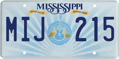 MS license plate MIJ215