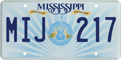 MS license plate MIJ217