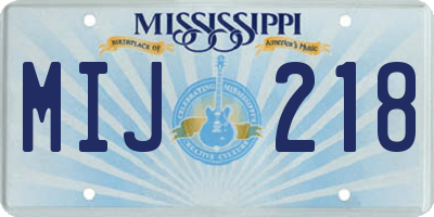 MS license plate MIJ218
