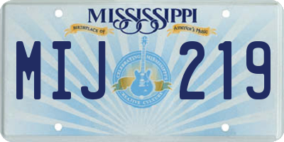 MS license plate MIJ219